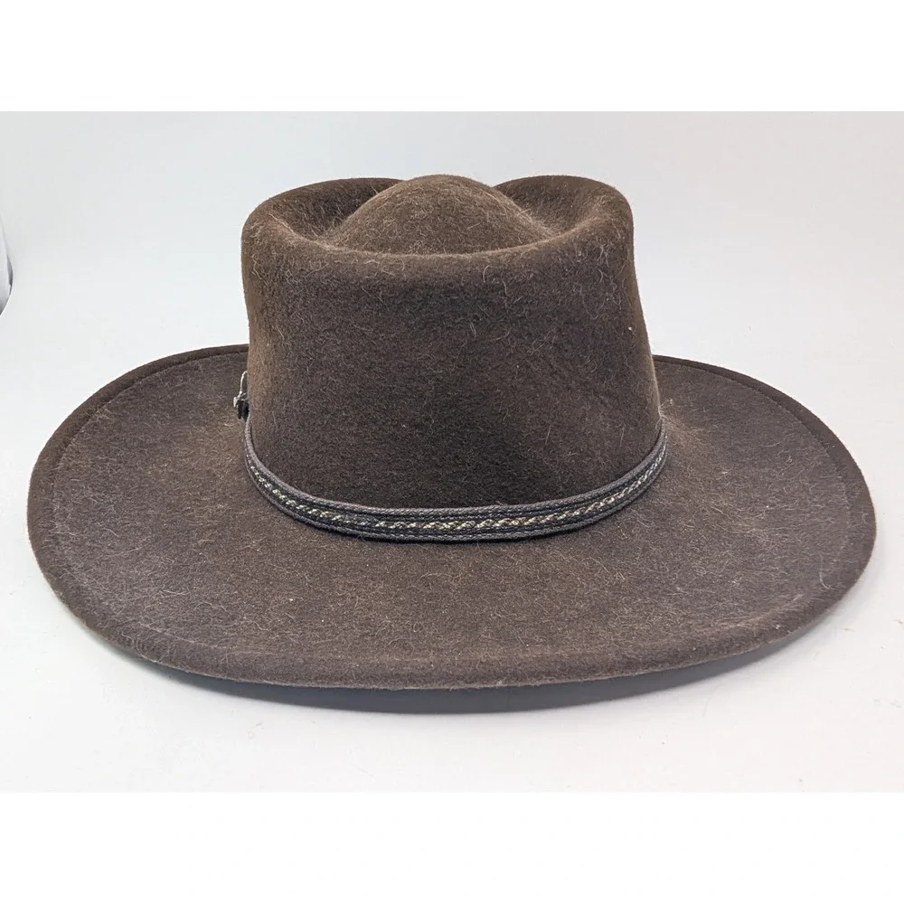 Orvis Hat Cowboy Fitted Mens XL Brown Pheasan Creek Wool Felt Wide Brim Outdoor